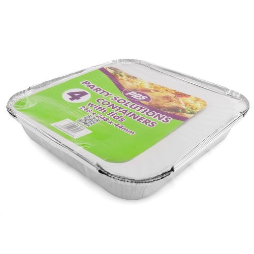 PPS Foil Containers With Lids (4 Pack) (248*248*44mm)