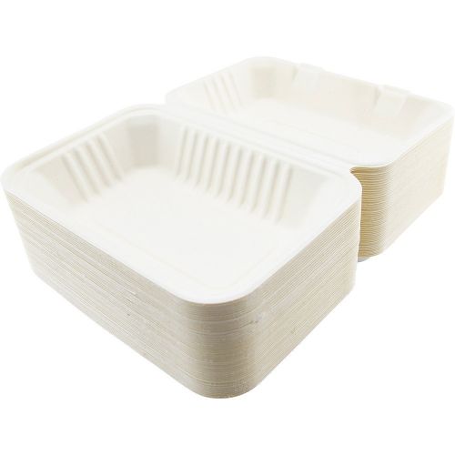 PPS Eco Friendly Bio Degradable Bagasse Food Box 1000ml (50 Pack)