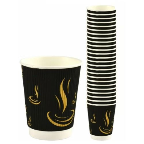 CaterGold 12OZ Paper Cups Ripple (for Hot & Cold  use) 25PK 