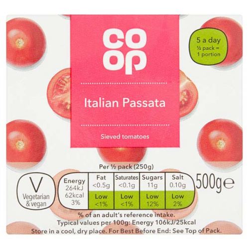 Co Op Italian Passata 500g