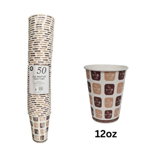 DID 12OZ Hot/Cold Paper Cups 50PK 