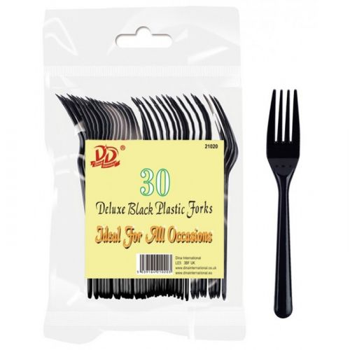 Dina Deluxe Black Plastic Forks (30 Pack)