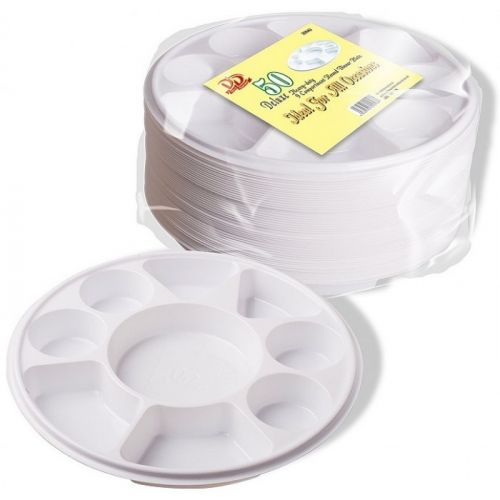 Dina Deluxe Round Plastic Dinner Plate 9 Compartment (50 Pcs)