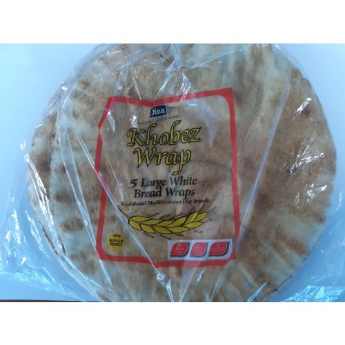 Dina Khobez Wrap 5 Large White Bread Wraps