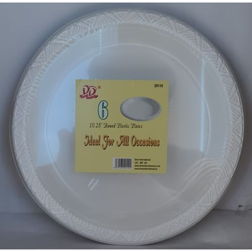 Dina Round Plastic Plates 10.25'' (6 Pcs)