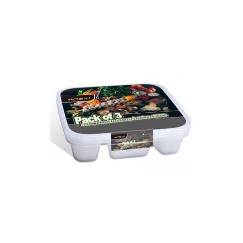 Dina Store It 5 Compartment Food Storage Containers With Lids (3 Pcs) 