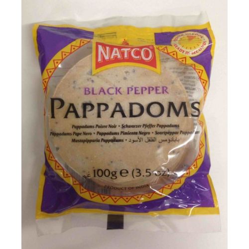 Natco Black Pepper Pappadoms (Papad) 100g