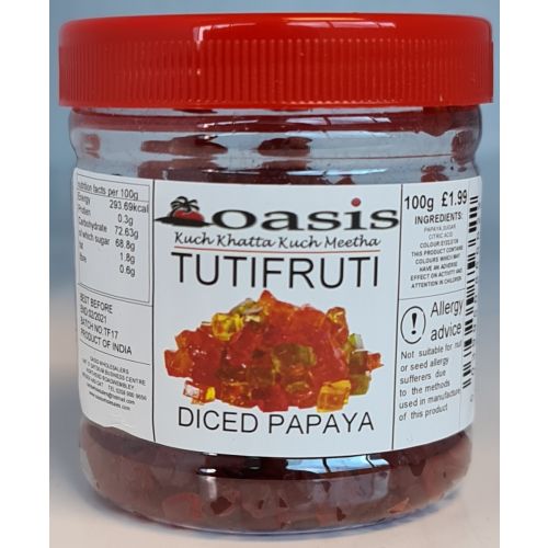 Oasis Tuti Fruti (diced Papaya) 100g