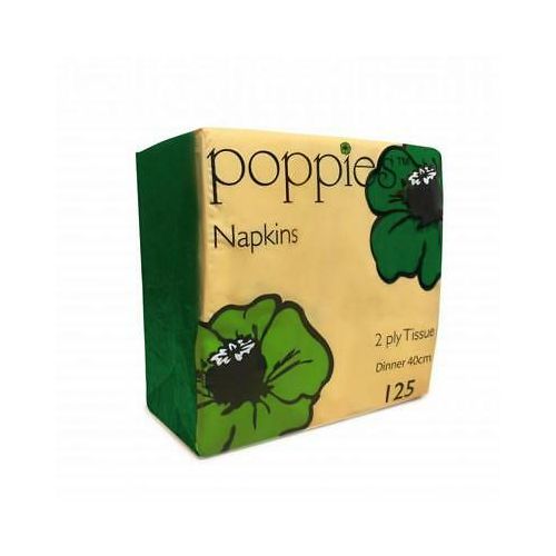 Poppies 2 Ply Dinner Napkins Forest Green 40cm (125 Pcs)