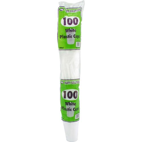 PPS White Plastic Cups 180ml (100 Pack) 