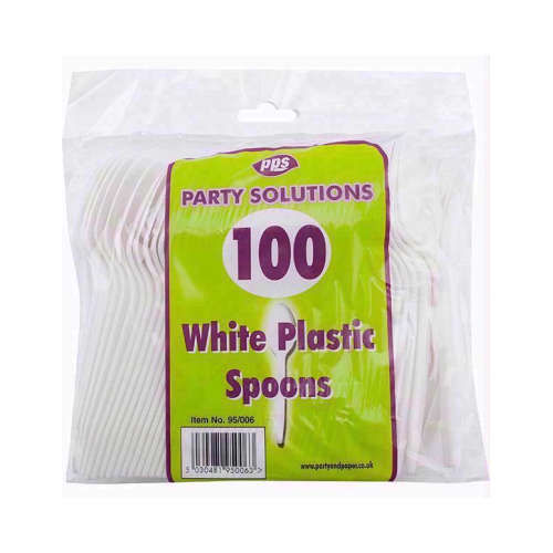 PPS White Plastic Spoons (100 Pack)