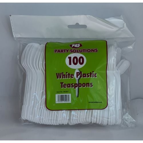 PPS White Plastic Teaspoons (100 Pack)