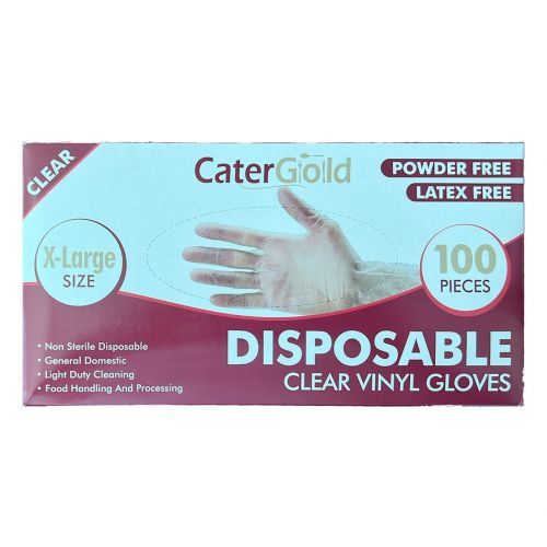 Disposable Clear Vinyl Gloves Extra Large Size (Powder Free) (Pack Of 100)
