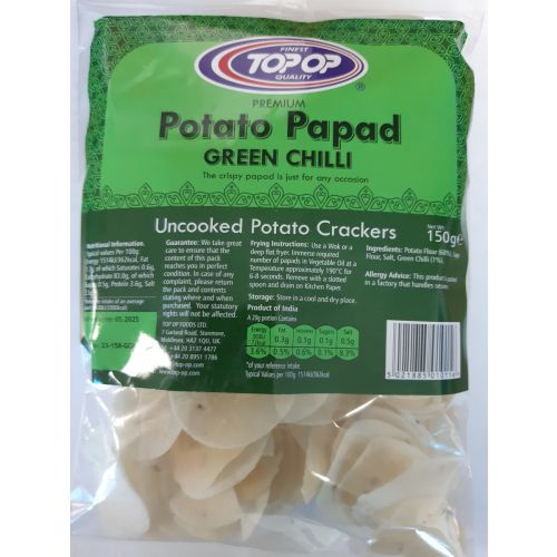 Topop Potato Papad Green Chilli 150G